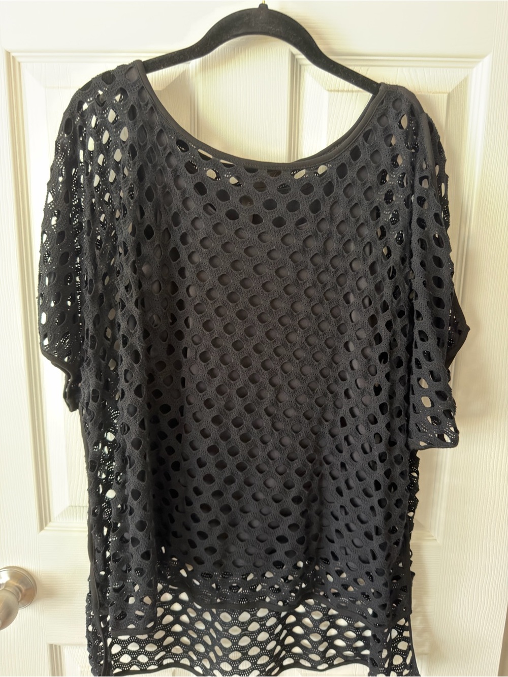 Miracle Wear Black Crochet Mesh Tunic Top